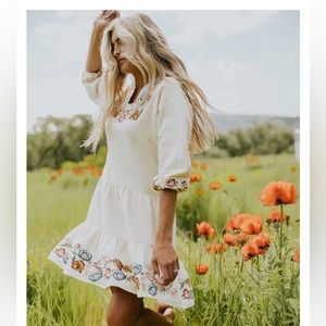 SALT Seraphina Floral Embroidery Tiered Dress